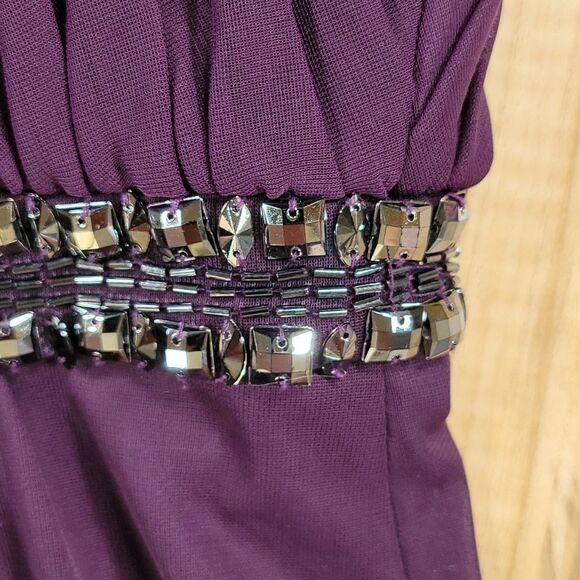 🔹️Cache Eggplant Beaded Ruched Formal Dress Size 4 - Picture 10 of 12